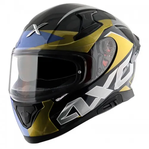 AXOR Apex Chrometech Black Blue Full Face Helmet