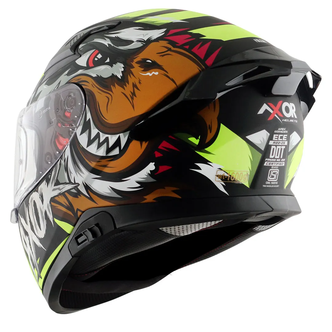 AXOR Apex Falcon Dull Black Neon Yellow Full Face Helmet
