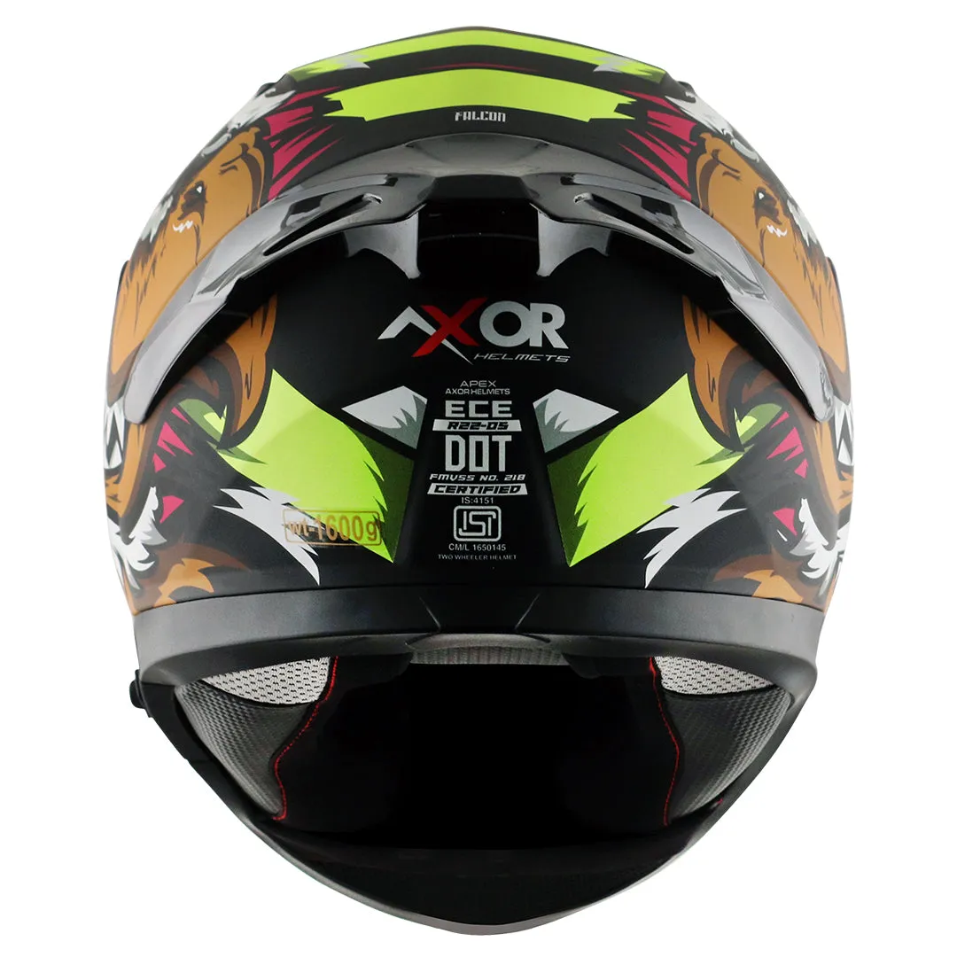 AXOR Apex Falcon Dull Black Neon Yellow Full Face Helmet