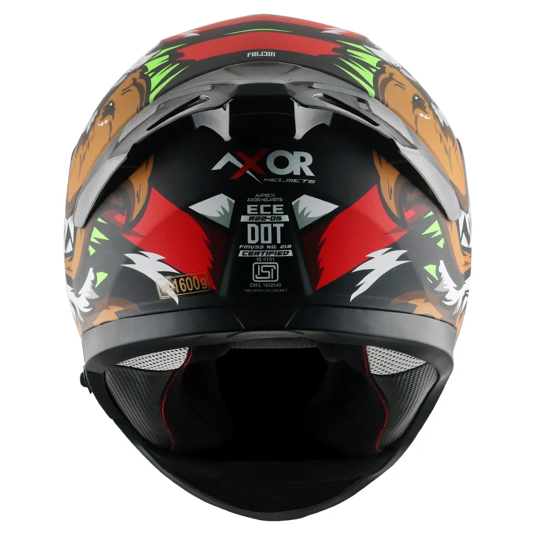 AXOR Apex Falcon Dull Black Red Full Face Helmet