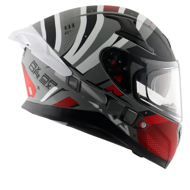 AXOR Apex Hex 2 Dull Cool Grey Red Full Face Helmet