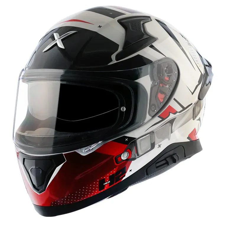 AXOR Apex Hex 2 White Red Full Face Helmet