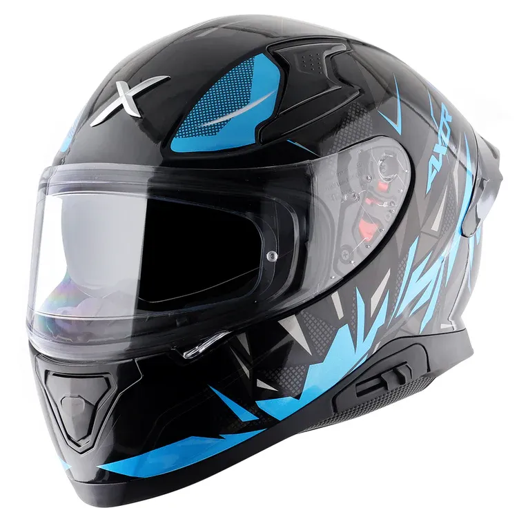 AXOR Apex Hunter Black Neon Blue Full Face Helmet
