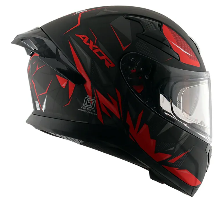 AXOR Apex Hunter Black Red Full Face Helmet
