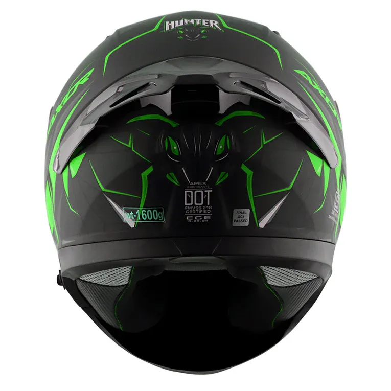 AXOR Apex Hunter Dull Black Neon Green Full Face Helmet
