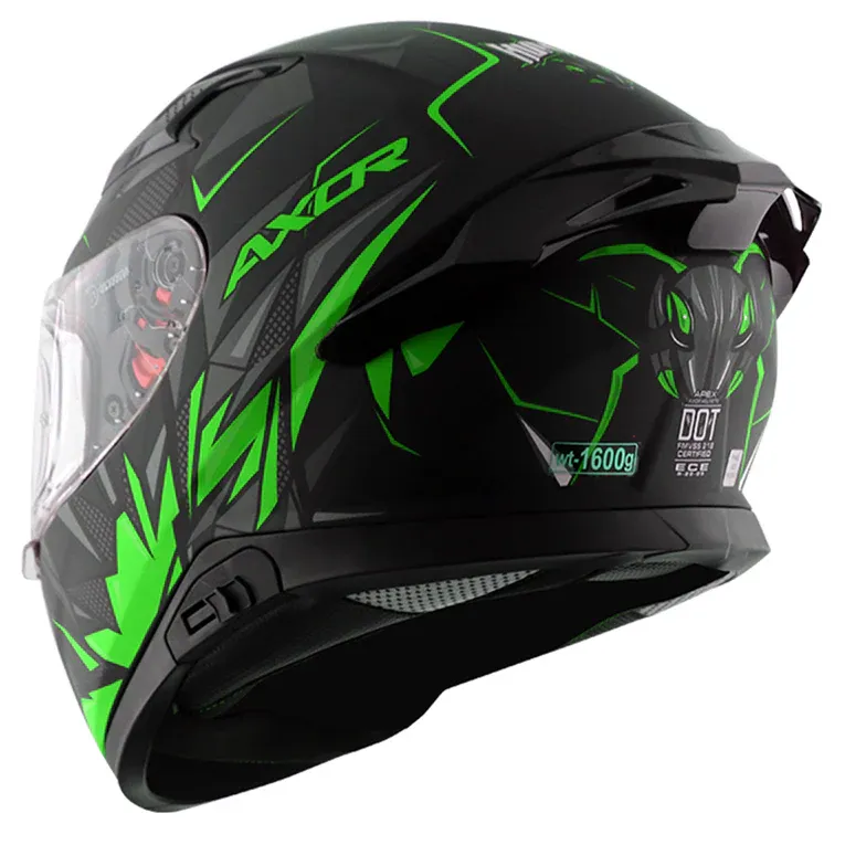 AXOR Apex Hunter Dull Black Neon Green Full Face Helmet
