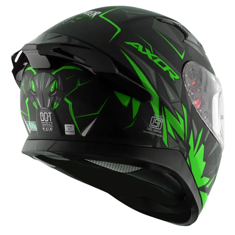 AXOR Apex Hunter Dull Black Neon Green Full Face Helmet