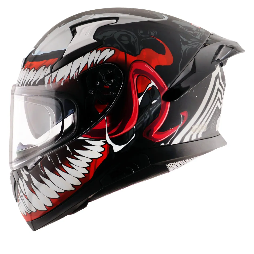 AXOR Apex Marvel Venom Dull Black Red Full Face Helmet