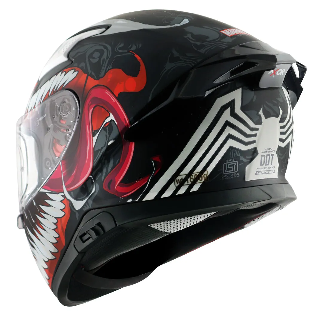 AXOR Apex Marvel Venom Dull Black Red Full Face Helmet
