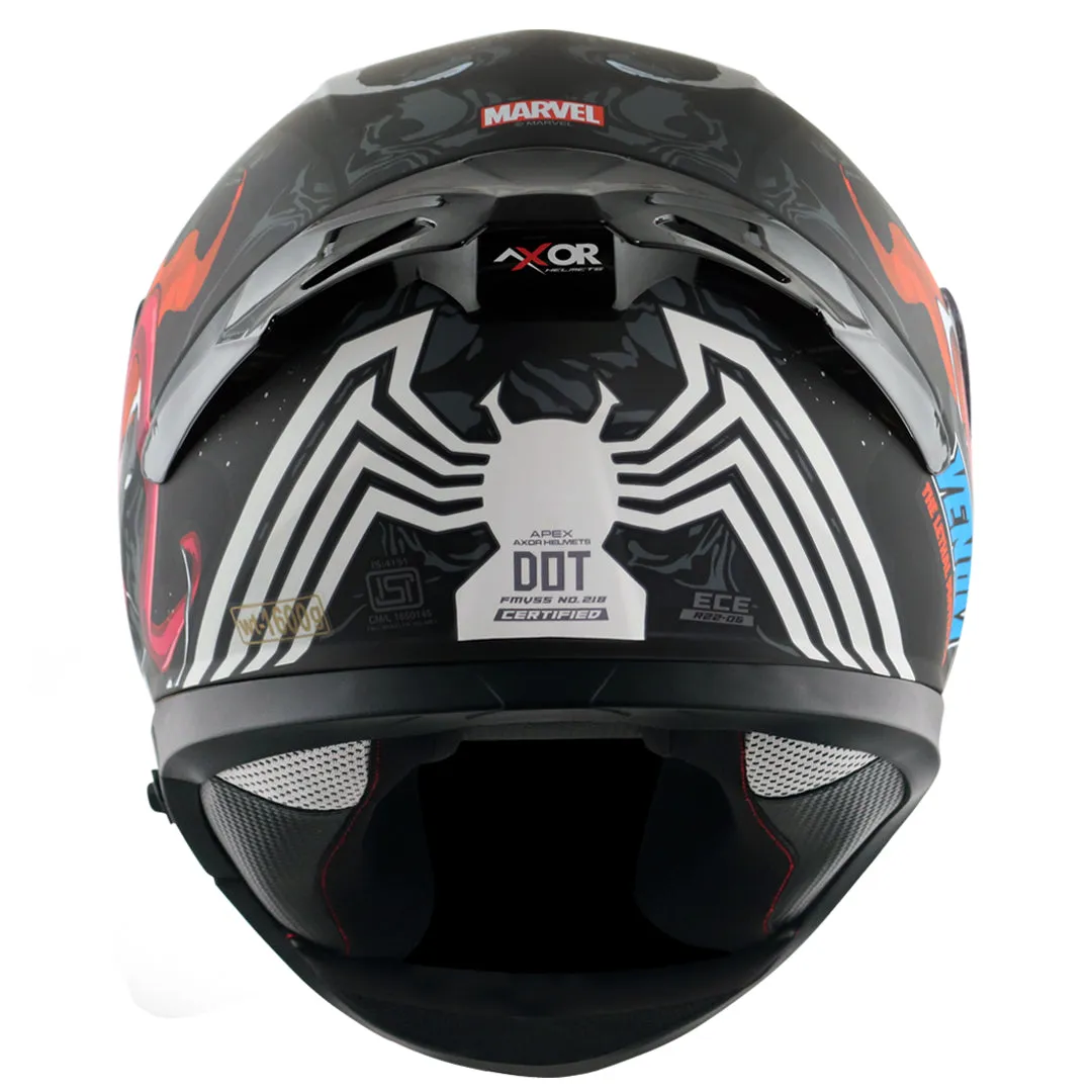 AXOR Apex Marvel Venom Dull Black Red Full Face Helmet