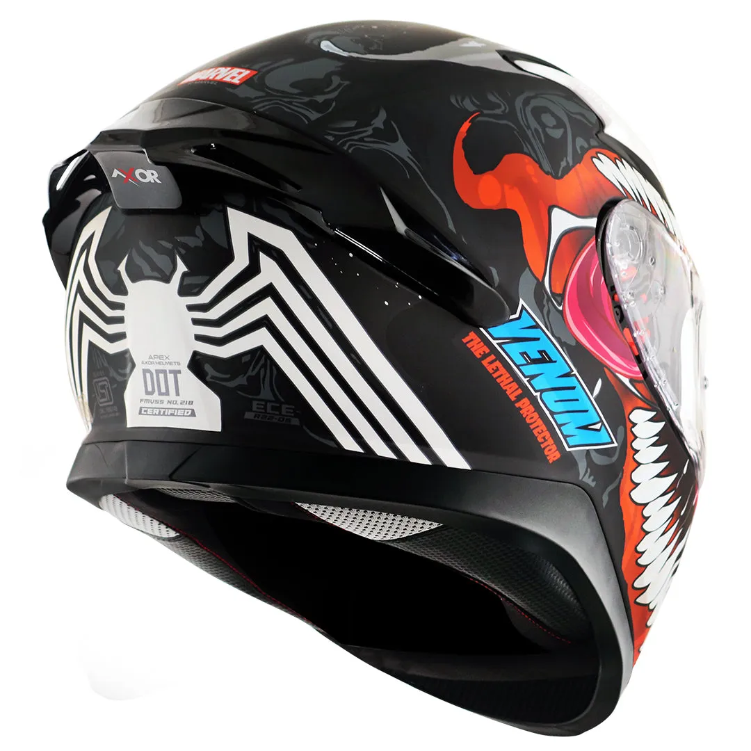 AXOR Apex Marvel Venom Dull Black Red Full Face Helmet