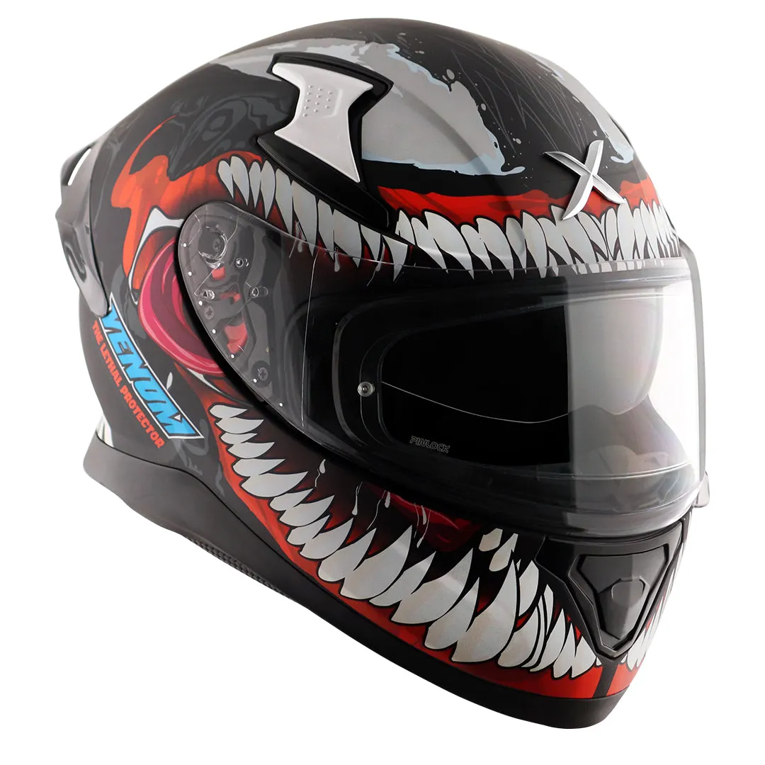 AXOR Apex Marvel Venom Dull Black Red Full Face Helmet