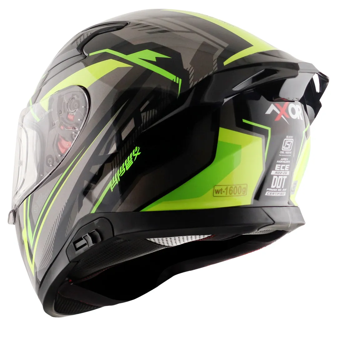AXOR Apex Road Trip Black Neon Yellow Full Face Helmet