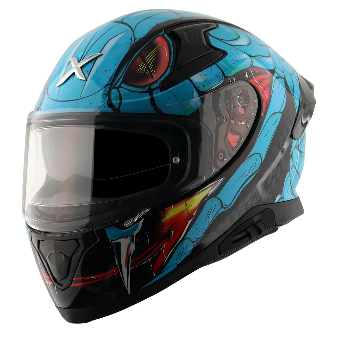 AXOR Apex Venomous Black Neon Blue Full Face Helmet