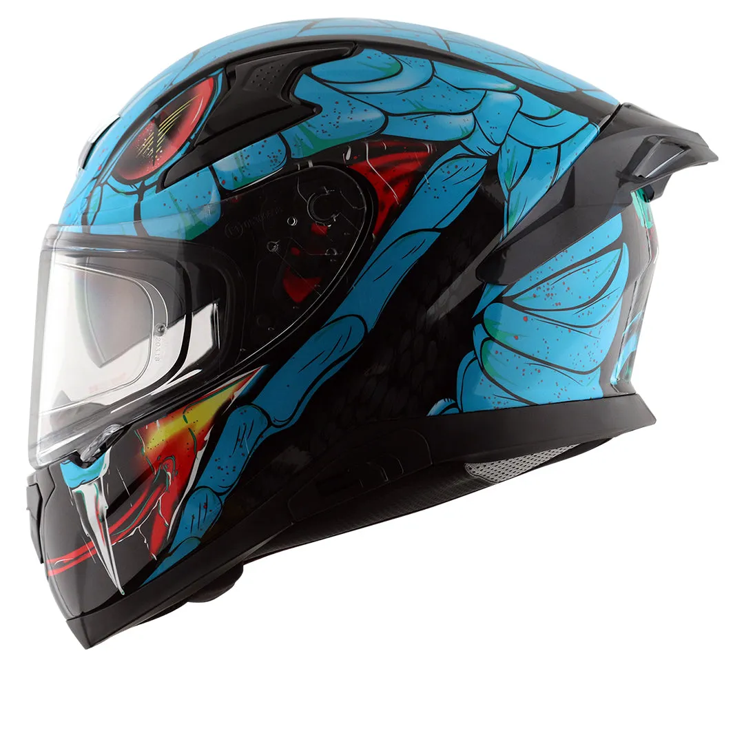 AXOR Apex Venomous Black Neon Blue Full Face Helmet