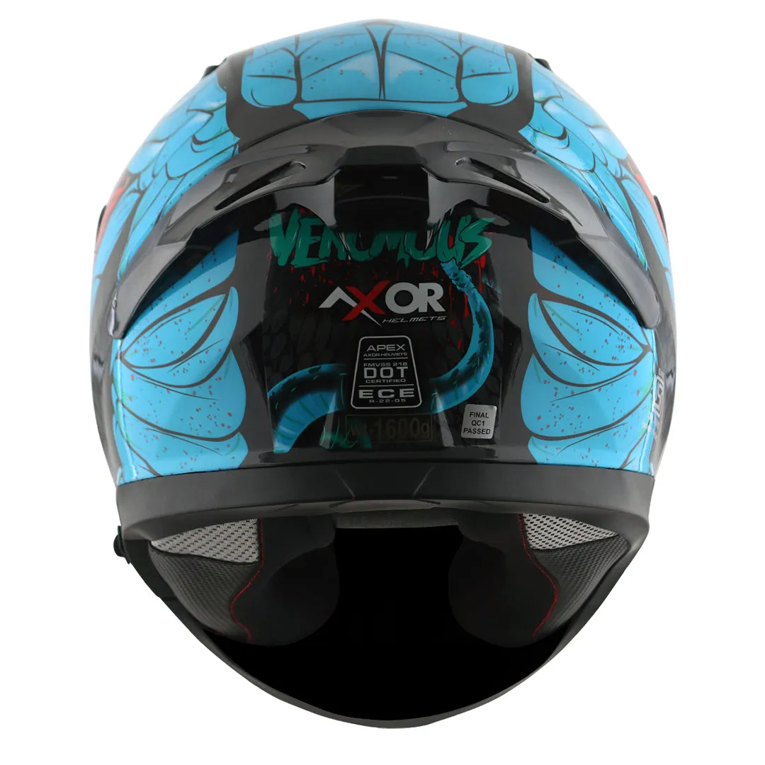 AXOR Apex Venomous Black Neon Blue Full Face Helmet