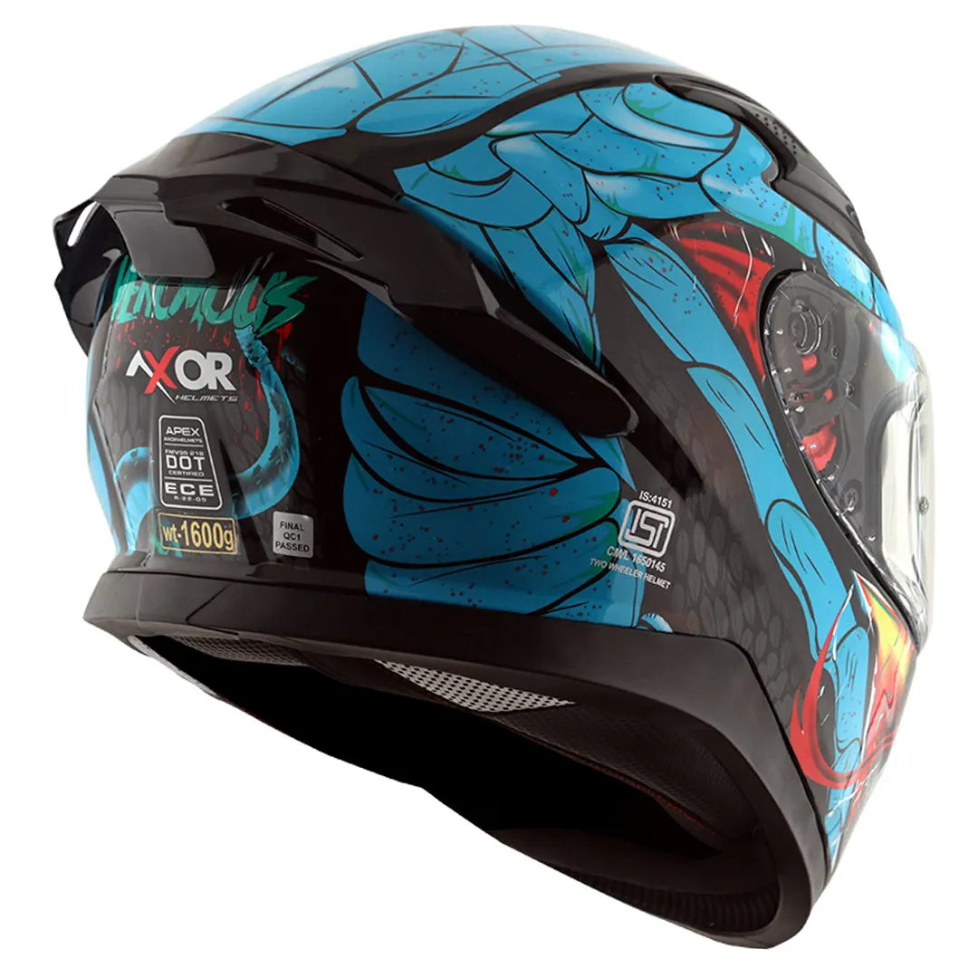 AXOR Apex Venomous Black Neon Blue Full Face Helmet