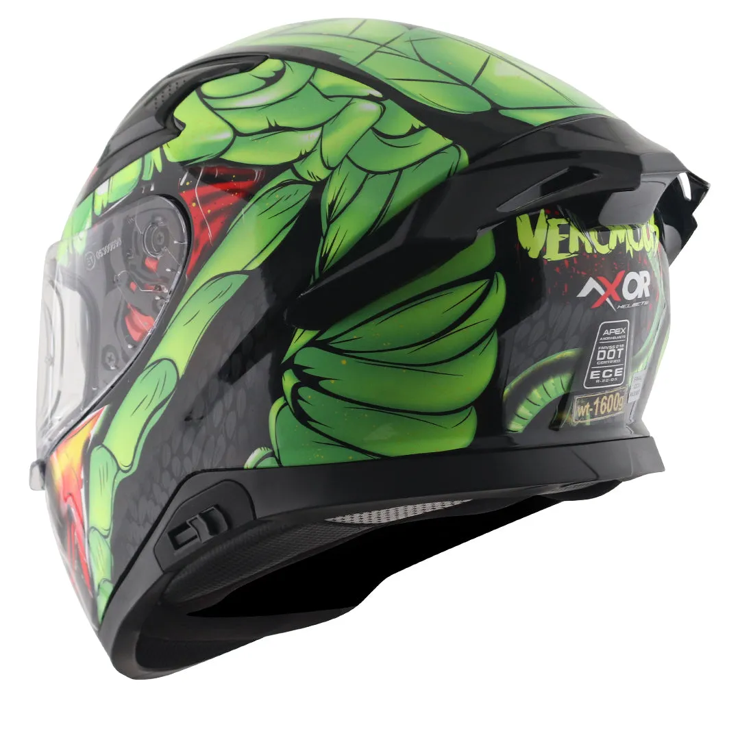 AXOR Apex Venomous Black Neon Green Full Face Helmet