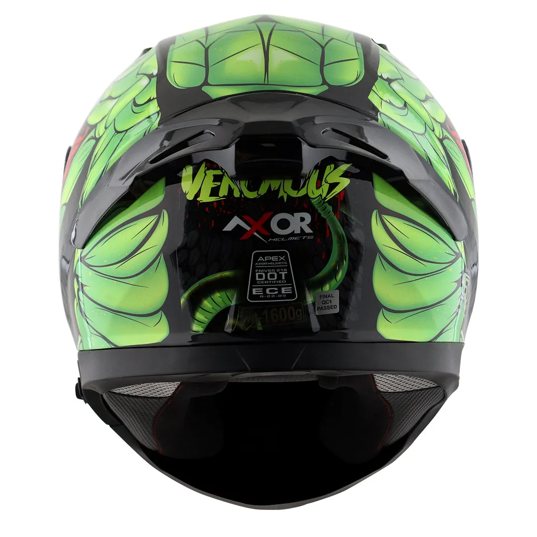 AXOR Apex Venomous Black Neon Green Full Face Helmet