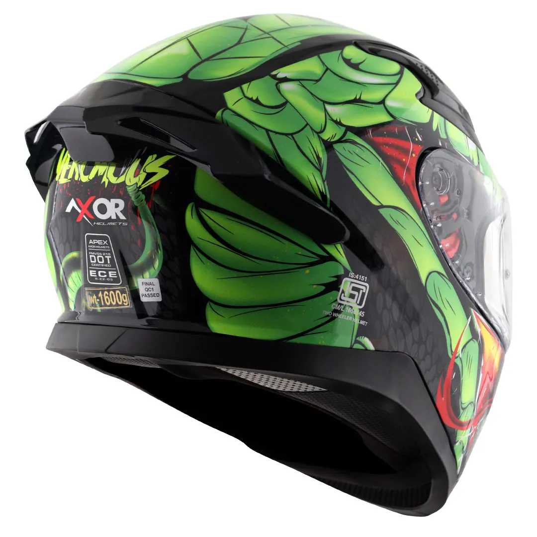 AXOR Apex Venomous Black Neon Green Full Face Helmet