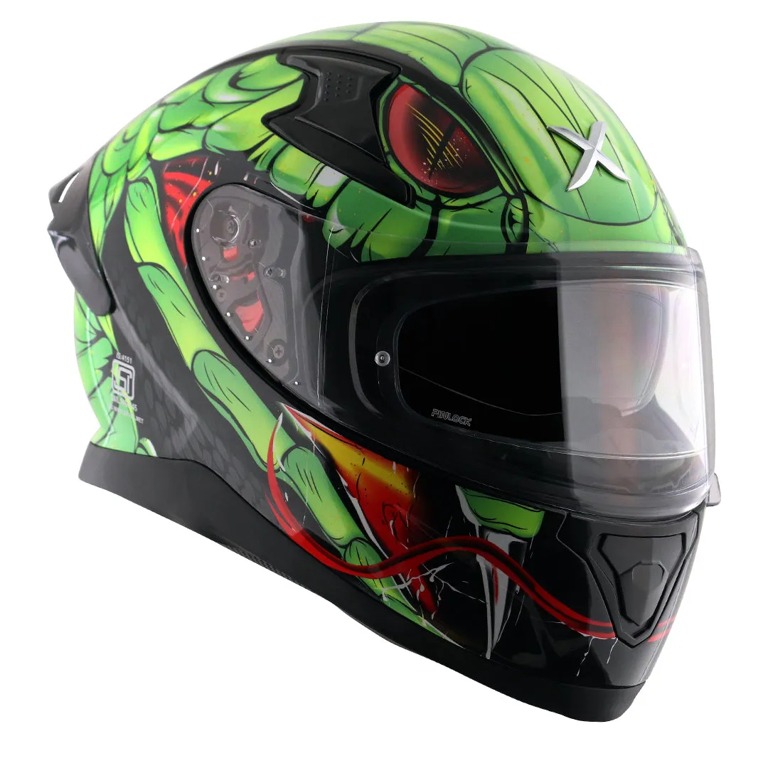 AXOR Apex Venomous Black Neon Green Full Face Helmet