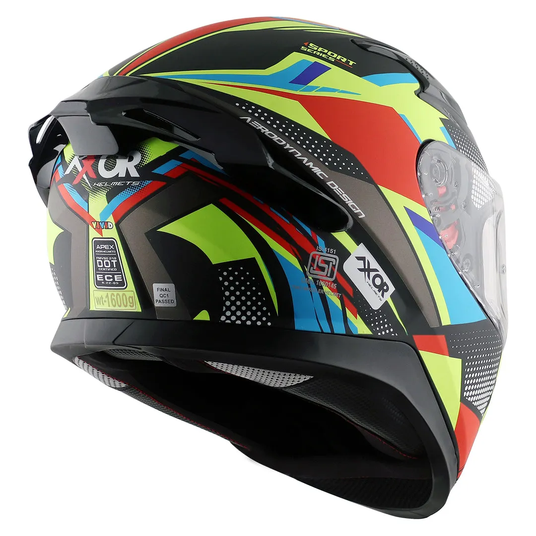 AXOR Apex Vivid Dull Black Neon Yellow Full Face Helmet