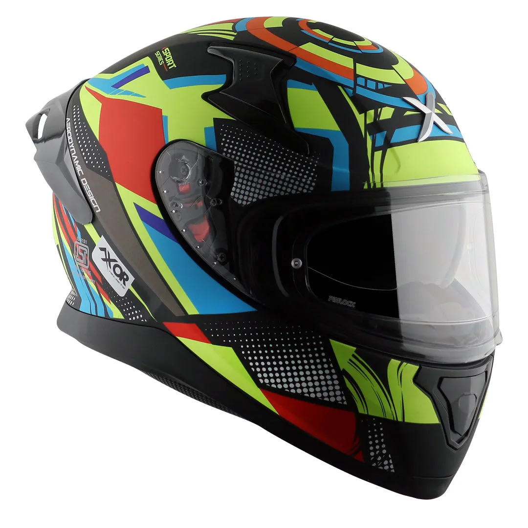 AXOR Apex Vivid Dull Black Neon Yellow Full Face Helmet