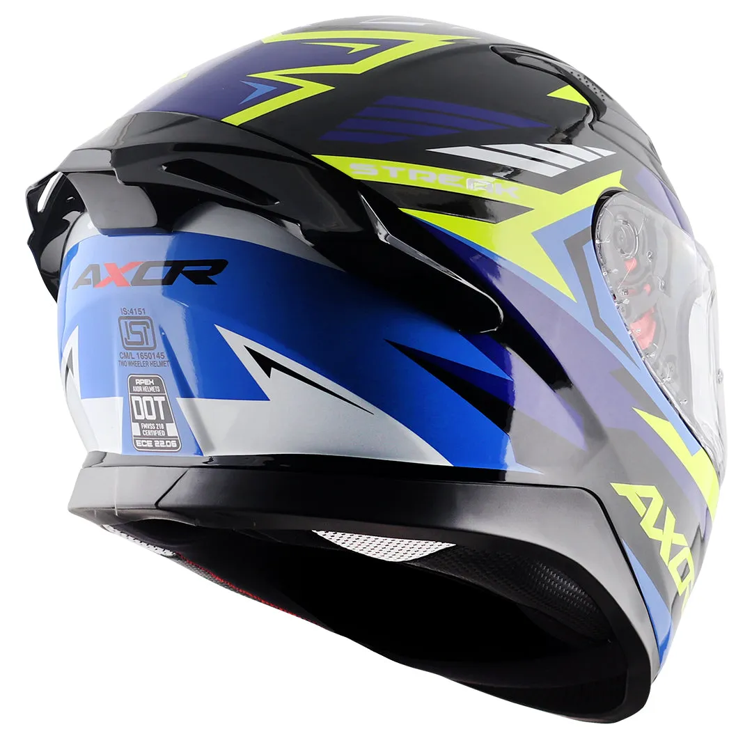 AXOR Apex Streak Black Blue Full Face Helmet