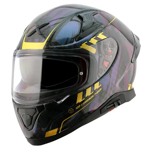 AXOR Apex Carbon Small Checks Gloss Neon Yellow Full Face Helmet