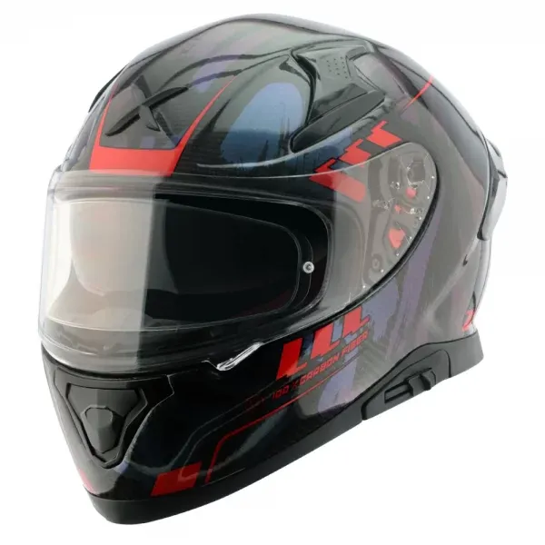 AXOR Apex Carbon Small Checks Gloss Red Full Face Helmet