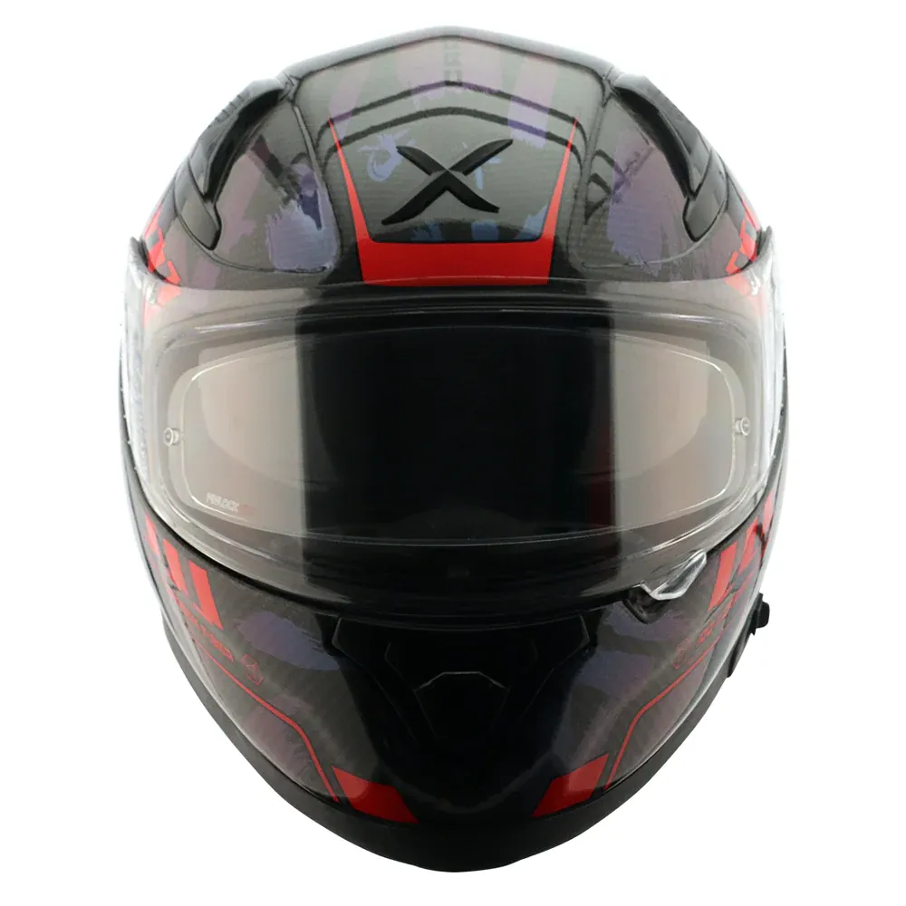 AXOR Apex Carbon Small Checks Gloss Red Full Face Helmet
