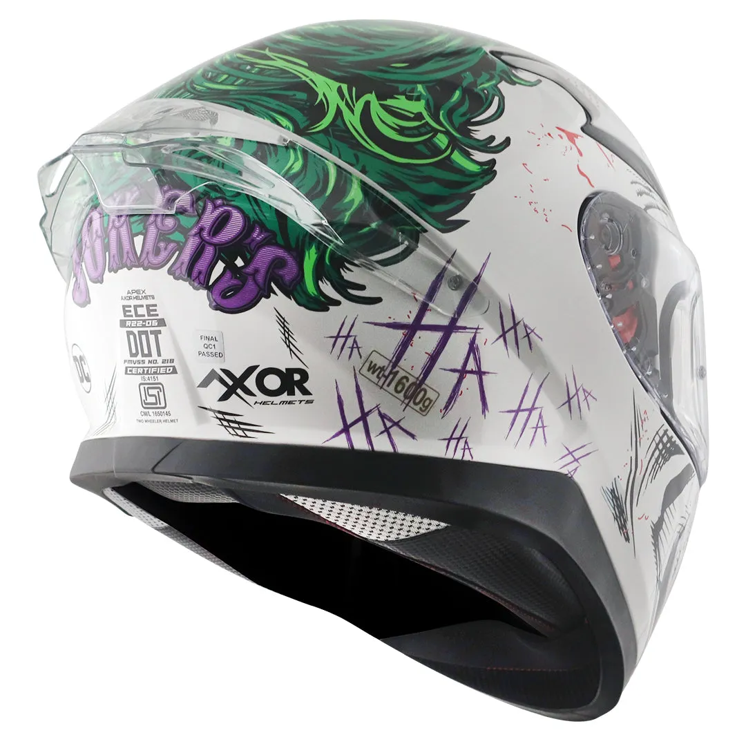 AXOR Apex Joker Special Edition White Green Full Face Helmet