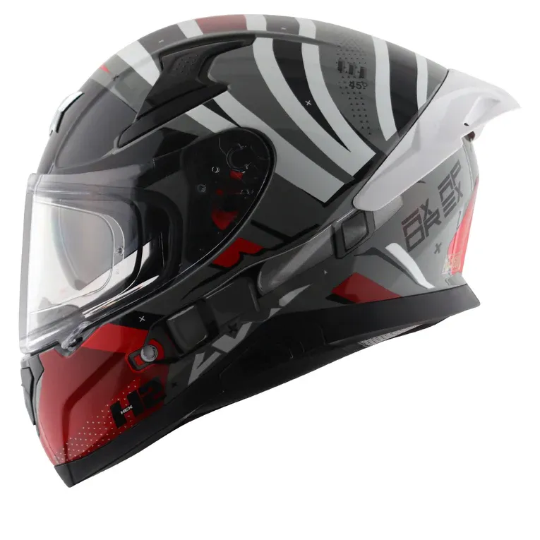 AXOR Apex Hex 2 Cool Grey Red Full Face Helmet