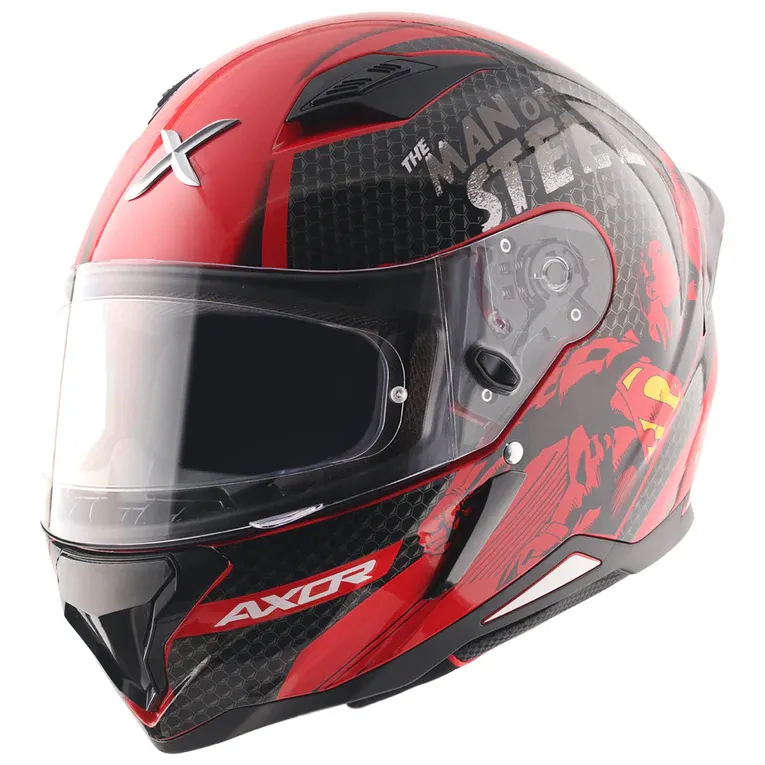Axor Hunter Dc Superman Red Black Full face Helmet