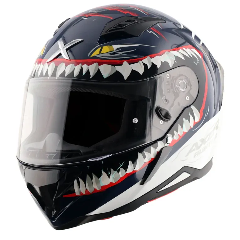 AXOR Hunter Shark Blue White Full Face Helmet
