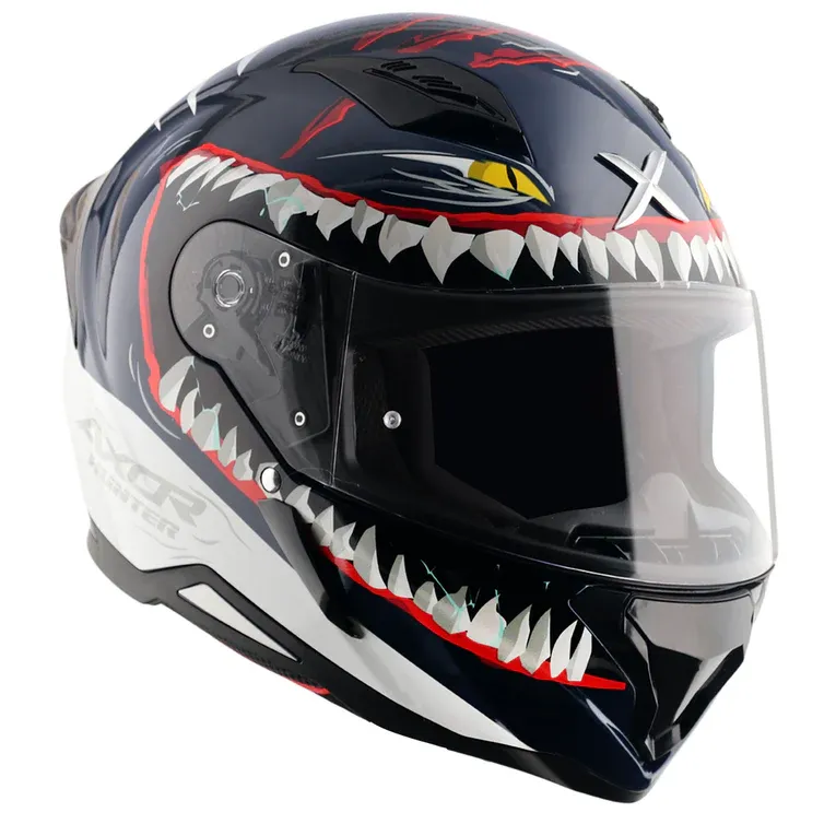 AXOR Hunter Shark Blue White Full Face Helmet