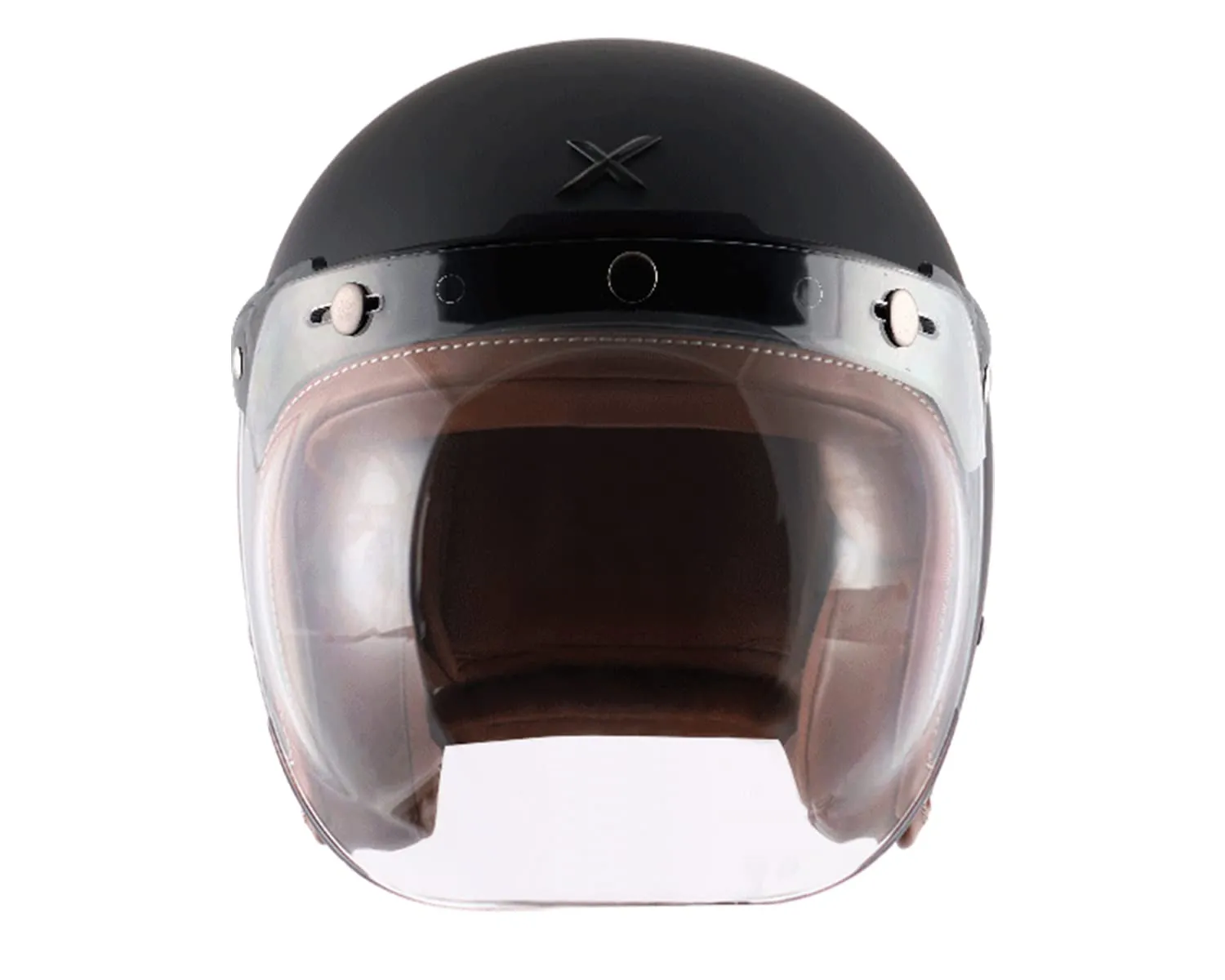 AXOR Jet Leather Dull Black Half Face Helmet