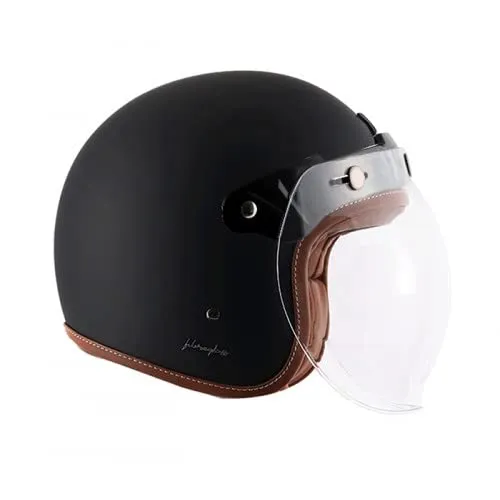 AXOR Jet Leather Dull Black Half Face Helmet