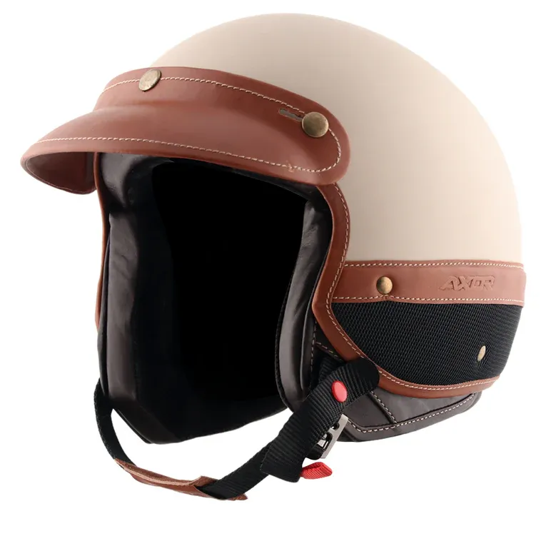 AXOR Retro Jet Alpha Beige Half Face Helmet