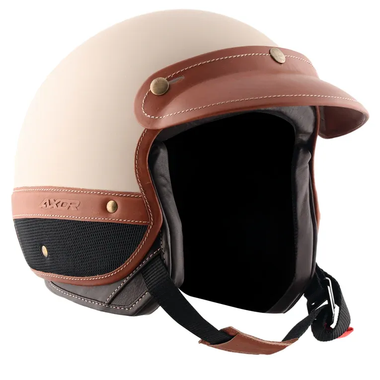 AXOR Retro Jet Alpha Beige Half Face Helmet