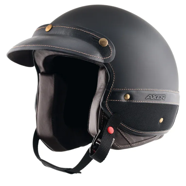 AXOR Retro Jet Alpha Dull Black Half Face Helmet