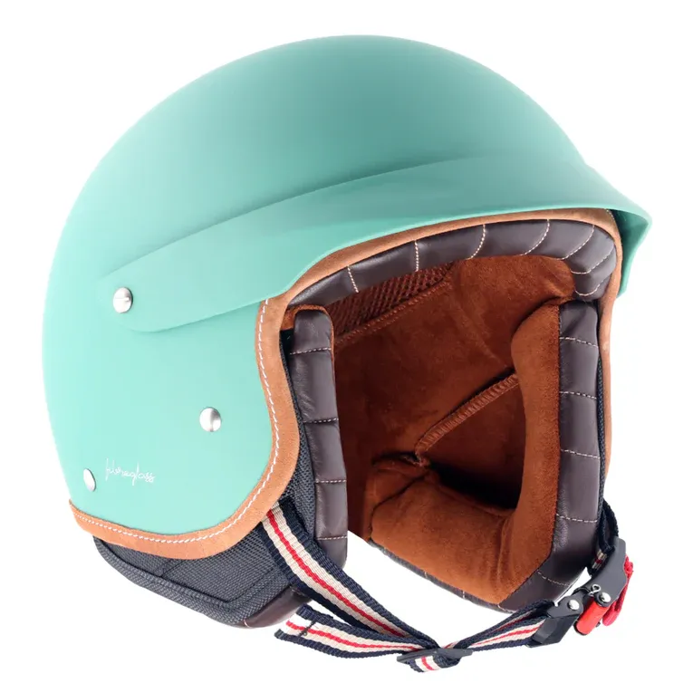 AXOR Retro Jet West With Peak Dull Aqua Green Half Face Helmet