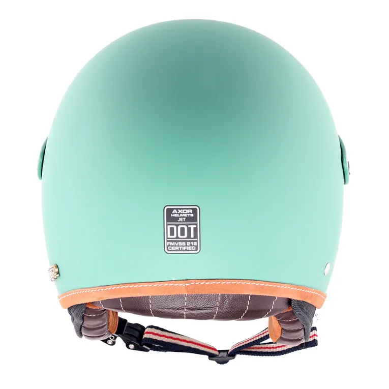 AXOR Retro Jet West With Peak Dull Aqua Green Half Face Helmet