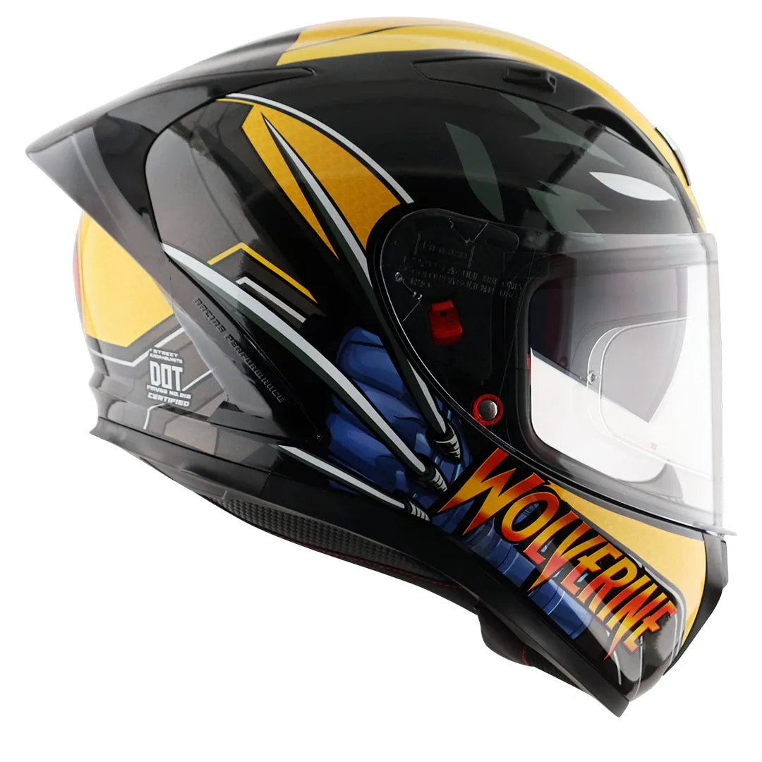 AXOR Street Marvel Wolverine Black Yellow Full Face Helmet