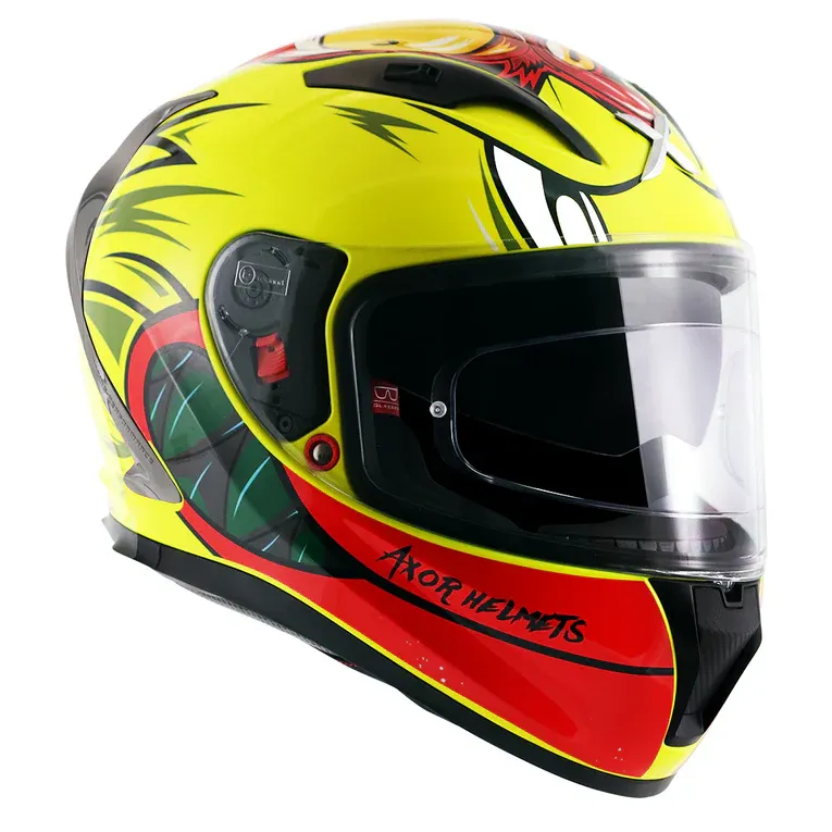 AXOR Street Racing Duck Yellow Red Full Face Helmet