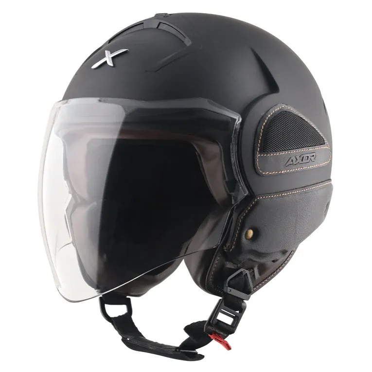 Axor Striker Icon Dull Black Tan Half Face Helmet