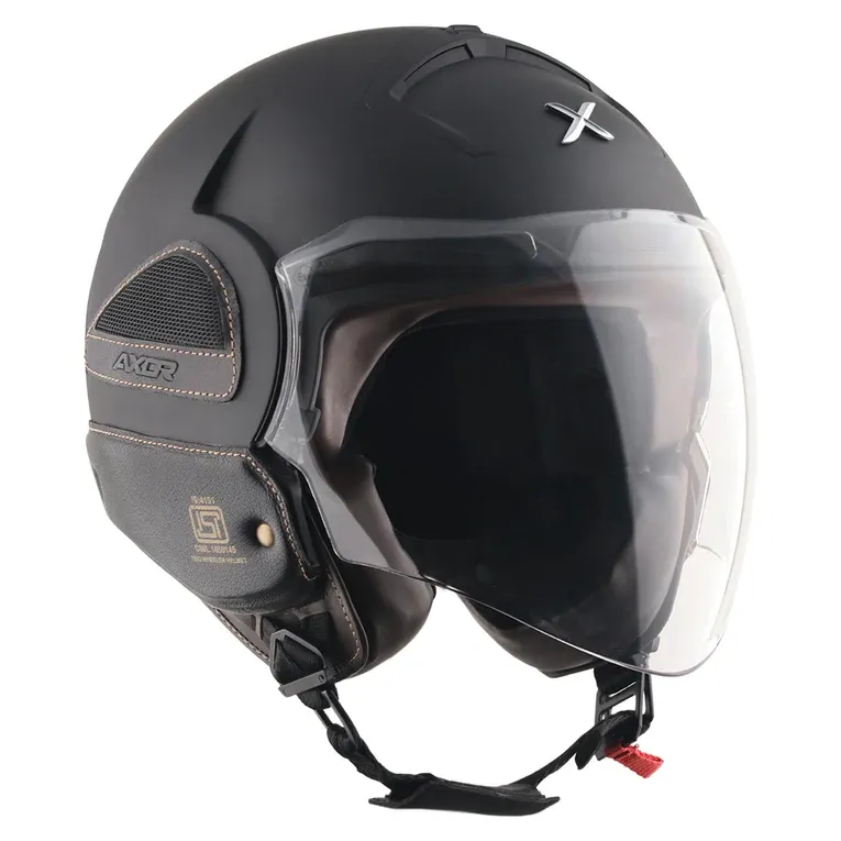Axor Striker Icon Dull Black Tan Half Face Helmet