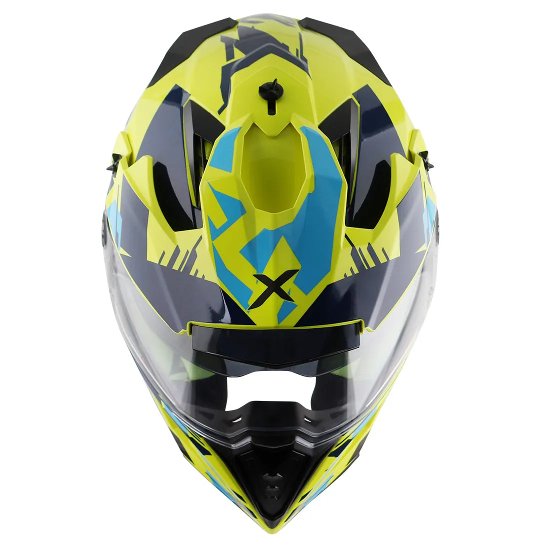 AXOR X Cross X1 Dual Visor Neon Yellow Blue Off Road Helmet