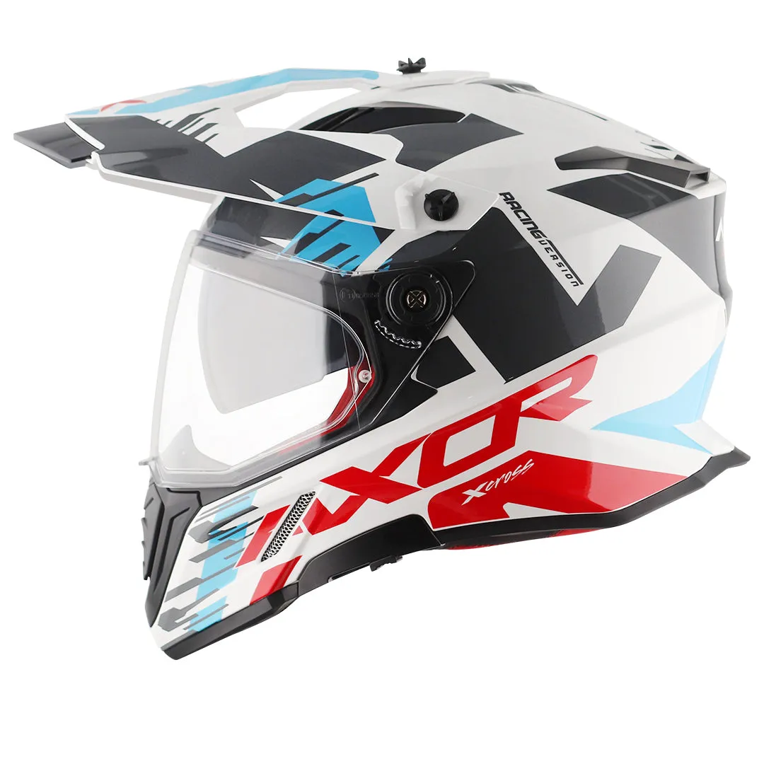 AXOR X Cross X1 Dual Visor White Red Off Road Helmet