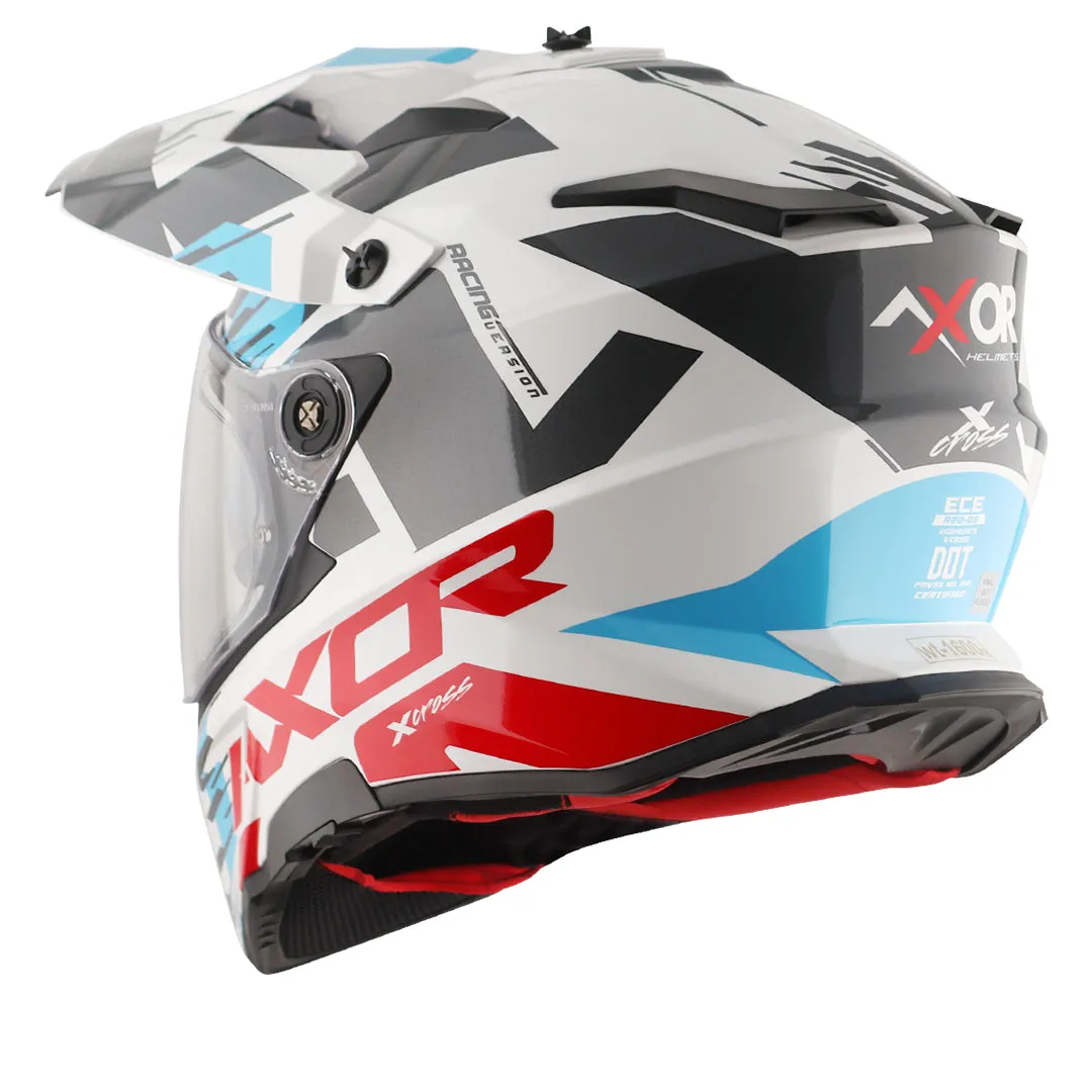 AXOR X Cross X1 Dual Visor White Red Off Road Helmet